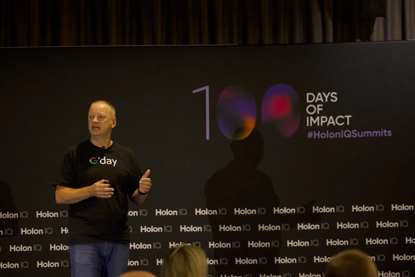 Ray Fleming delivering a keynote at HolonIQ, October 2022